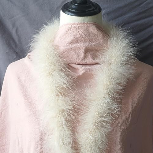 Blausky Federboa Damen,2m Flauschige Feder Boas,Feder Schal Federstola Feder-Boa aus Truthahnfedern Federschal Karneval Kostüm für 20er Jahre Charleston Mottoparty Weihnachten,Beige B