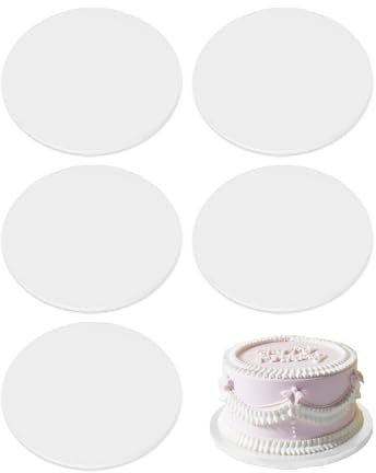 5 Pcs Round Cake Board, 10 inch 12mm Thick White Cake Board, Cake Drum Board, Reusable Cake Boards for Cakes, Pies, Pizza, Bread, Weddings, Birthdays
