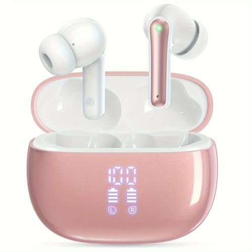 NYSDM Écouteurs sans Fil, Microphone, écran LED, étui de Chargement, condensateur de Basses stéréo, écouteurs fermés, contrôle Tactile, Suppression du Bruit