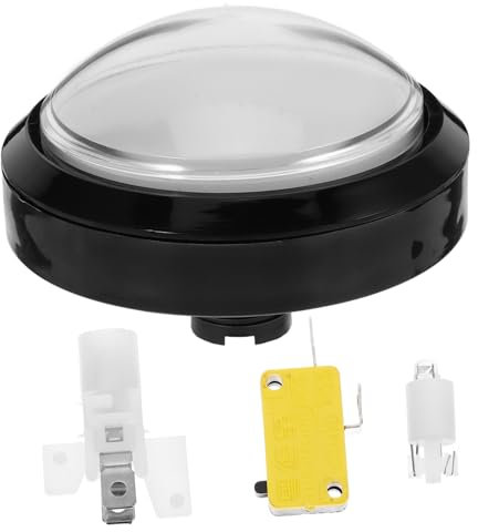 Vaguelly Botón Pulsador Grande Material Abs y Metal Luz de Color Claro para Máquina de Juego de Competición Adecuado para Juegos Arcade y Aprendizaje Infantil