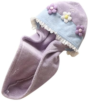 NIYANGLE Schnelltrocknender Haarturban aus Coral Fleece mit Blumenform für Frauen Leicht und Saugfähig mit Elastischem Band für Reisen