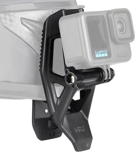 HSU Motorcycle Helmet Chin Mount Clip for GoPro and Osmo Action Cameras | Super Clamp Mount Adapter with Screw for Hero 13/12/11/10/9/8/7/6/5/4/3 and Osmo Action 6/5 Pro/4/3, Ideal for POV Shooting