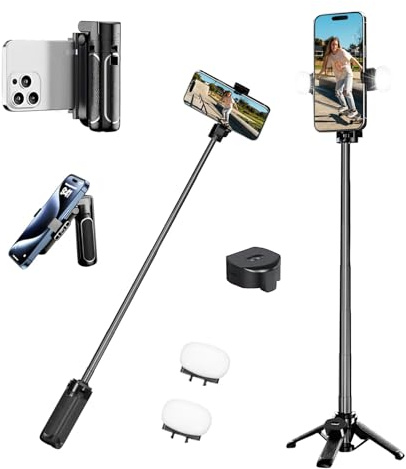 OneNine Mini Selfie Stick stativ, selfie-pinne med avtagbar mobiltelefonhållare, 10,8 cm utdragbar smartphone-stativ, 360° vridbar stativstativ för iPhone Samsung och Android