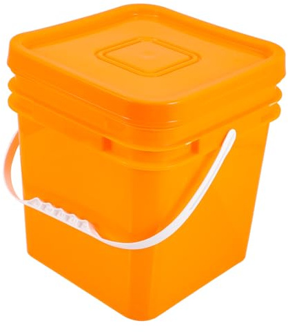 VALICLUD Contenitore Coperchio 10l in Plastica Arancia, Secchio Quadrato | Campeggio e Outdoor, Manico Integrato, Riutilizzabile e Facile da Pulire, Formato Pratico