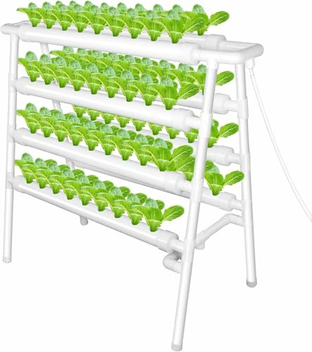 Sistema di Coltivazione idroponica, Kit di Coltivazione idroponica, 4 Strati, 72 Tubi per Alimenti per Piante, Attrezzatura per la piantagione idroponica con Pompa dell'Acqua, Timer per Pomp
