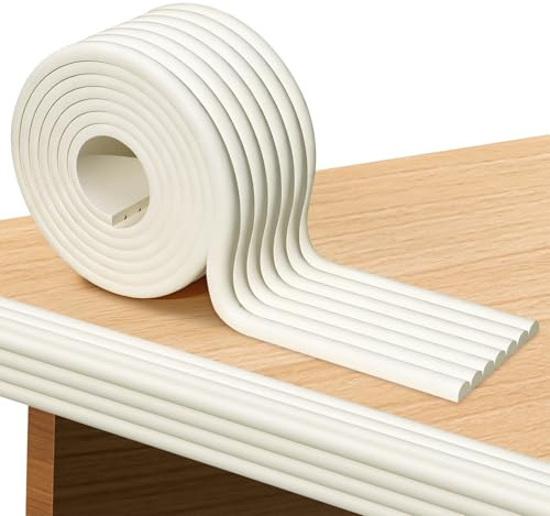 Vlecexs Kantenschutz Baby Schaumstoff 2m x 8cm, W-förmiger Tischkantenschutz Ecken Selbstklebend, Weicher Eckenschutz für Tisch, Möbel Kanten, Bett, Fensterbank, Schreibtisch, Kindersicherheit, Weiß