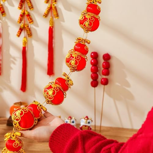 Gettimore Lámpara de Año Nuevo con cadena de faroles chinos para boda, colgante circular para puerta