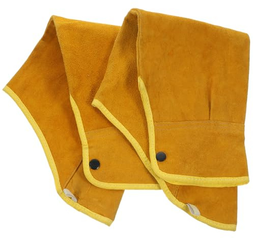DOITOOL Mangas de Soldadura de Piel de Vacuno Resistentes al Calor y Cortes Protectores Prácticos para Brazos Manguitos Amarillos Duraderos para Trabajo Seguro