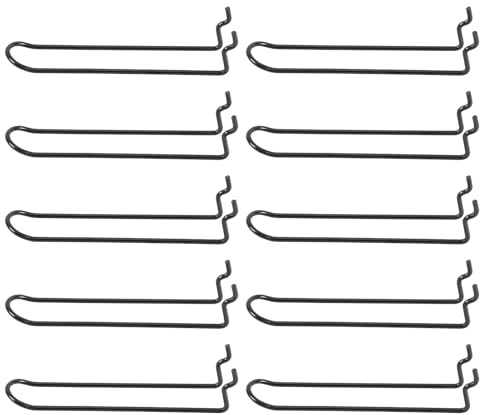 Sosoport Lochwand Haken Edelstahl, 10 Stück, Doppellinienverstärkt, Schwarz | Küpper Lochwand, Peg Board Zubehör, Hakenset für Lochwand für Store und Supermarkt