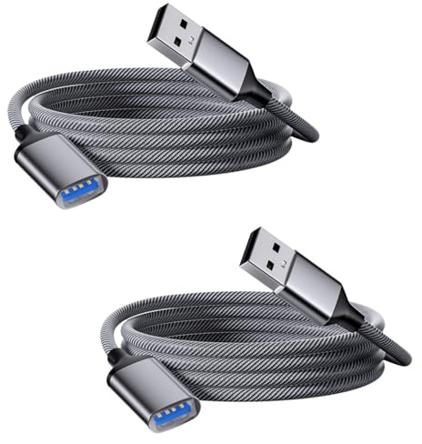 CanQuanSWZX 2PCS USB Verlängerung Kabel USB 3.0 A Stecker auf A Buchse, schnelles Verlängerung Kabel USB 3.0 für Zubehör wie Tastatur, Maus, Kartenleser, Webcam, Festplatte und weitere Geräte
