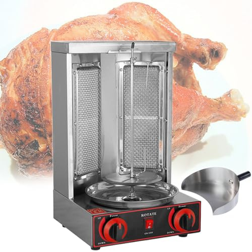 Máquina Comercial de a Gas Máquina Vertical de Kebab de GLP Horno Asador para Barbacoa Sin Humo (2 Quemadores) para Asado de Pollo, Asado de Pavo, Tacos, Asado, Carne de Res,Pan(Pan)