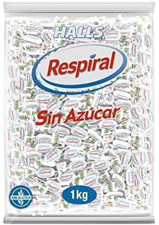 Halls Respiral Caramelos Sabor Mentol, Sin Azúcar, Bolsa de 1 Kg