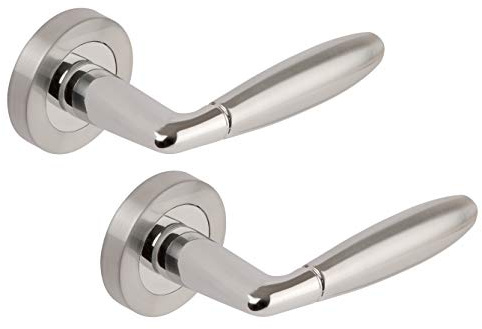 Designer Phoenix Internal Door Handle Pair Lever On Rose in Dual Chrome Passage