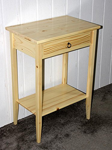 Massivholz Druckertisch mit Ablage 58x80x37cm Decor Fichte massiv Natur lackiert