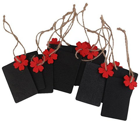 10PCS Mini Rechteck Kreidetafel Geschenkanhänger Holz Tafel Aufhängen (rot)