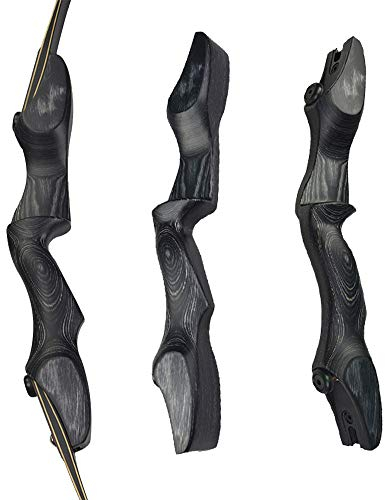MILAEM 17 Zoll Bogenschießen Holzbogen Riser Takedown Recurve Bogen Riser Griff Outdoor Jagd Schießen rechts Links Hand (Schwarz, Rechte Hand)