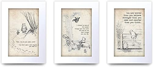 HWC Trading Winnie the Pooh Satz von 3 x A4 Unframed Printed Zitat Nursery-Druck-Baby-Dusche-Raum Geschenke New Born Schlafzimmer Geschenk Druck Fotobildanzeige