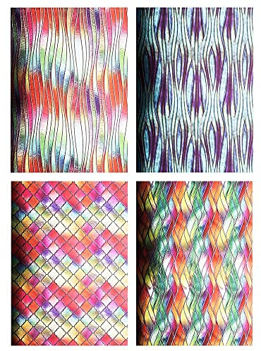 Ideen mit Herz Design-Papier metallic | 20 Bogen Spiegelkarton | bedruckt | DIN A4, 200g/m² | Bastelpapier, Glanzpapier, Silberpapier zum Basteln | je 4 Designs à 5 Blatt (Buntglass Effekt)
