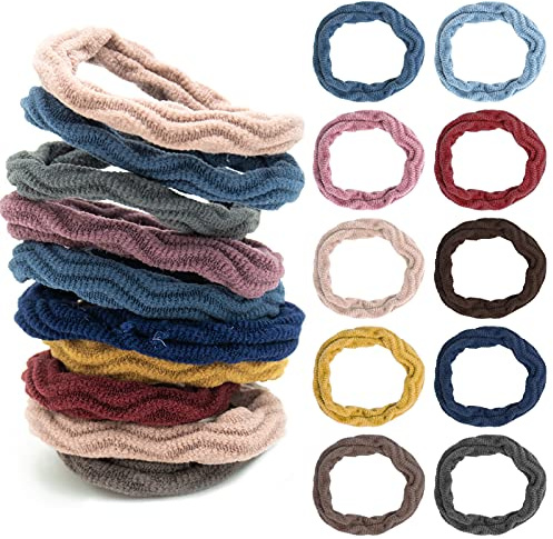 Seamless Hair Ties,20 Pieces Thick Elastic Hair Bands Ponytail Band Holders for Women Girls,Multicolor