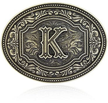 Btilasif Western Belt Buckle Initial Letters ABCDEFG to Z Cowboy Rodeo Belt Buckle for Men Women Cowboy Cowgirl