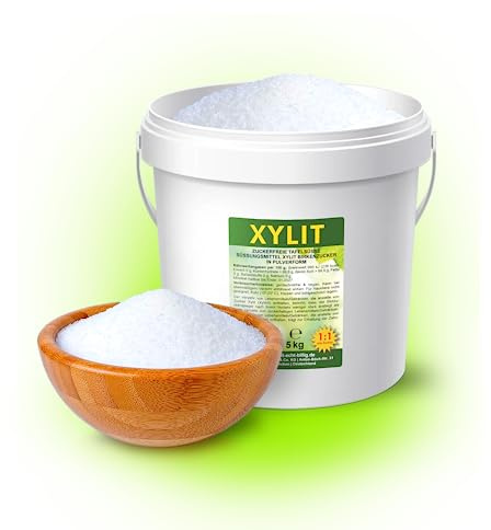 5kg Premium Xylit Birkenzucker, zuckerfreie & kalorienreduzierte Tafelsüße | Süßt 1:1 wie Zucker - 40% weniger Kalorien als Zucker - zahnfreundlich & vegan - Xylit 5kg Eimer Vorteilspack