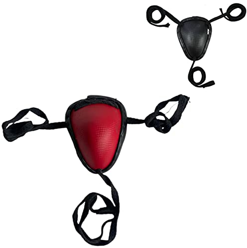 Maxx Boxing Guard Pro Protector Metal Groin MMA Cup Lace Up Muay Thai Steel Iron Martial (S/M, Red)