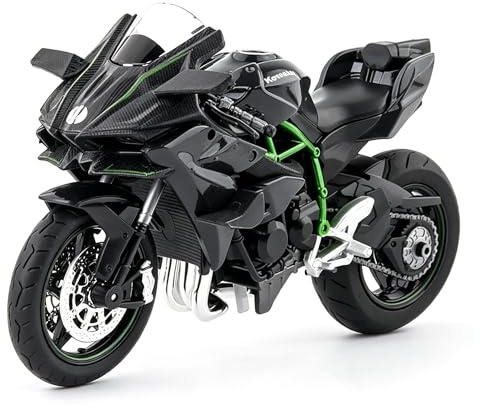 TGRCM-CZ Compatibile con Modello Kawasaki Ninja H2R 1:12, Sospensione e Ruota Gratis, Auto Giocattolo, Collezione Moto, Regalo Nero