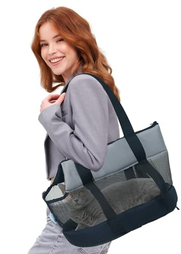PETCUTE Transporttasche für Kleine Hunde und Katzen,Atmungsaktive Haustiertragetasche,Hundetasche Katzentasche mit Schultergurt,Katzentragetasche Hundetragetasche mit Innerem Sicherheitsgurt