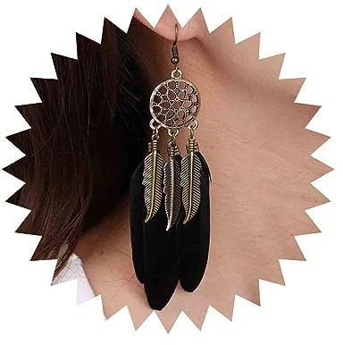 Aneneiceera Boho Tribal Ohrringe - Vintage Blau Feder Quaste im Indischen Ethnischen Traumfänger Design für Frauen und Mädchen (blau)