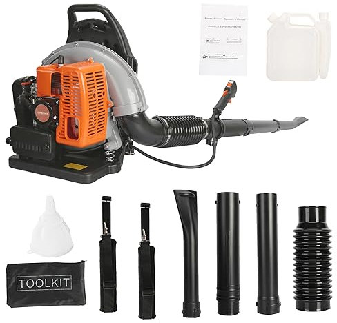 63CC Petrol Powered Backpack Leaf Snow Blower, 2-Stroke Powerful Air Cooled Engine 1.25KW/1.7HP, 550CFM Garden Snow Duct Car Blower