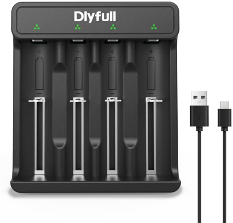 Dlyfull 18650 Battery Charger Rechargeable Batteries Charger for 3.7V Li-ion 26650 21700 16340(123A) 20700 18500 10340 10440 14500 17335 17670 Lithium Battery Charger 5V/2A Fast Charging