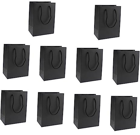 SOLUSTRE 10stücke Kraftpapier-tragetaschen Geschenktüten Aus Lebensmittelechtem Kraftpapier Für Leckereien Brot Geeignet Für Home Cafés Bäckereien Schwarz