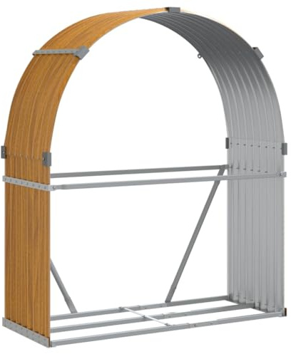 vidaXL Kaminholzunterstand Holzoptik 120x45x140 cm Verzinkter Stahl