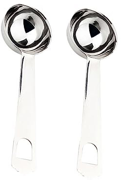 Ciieeo Cuchara Medidora De Acero Inoxidable 20 Ml Para Café y Fruta, Mango Ergonómico, Apta Para Alimentos, Accesorio Para Ensaladas y Snacks Saludables, Pack 2 Piezas