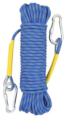 Gangying Kletterseil 8mm,Statisches Kletterseil 10m Outdoor Seil Feuerrettungs Fallschirm Seil Geflecht Nylon Seil mit 2 Stahlhaken für Wandern Outdoor Bergsteigen Sport Camping