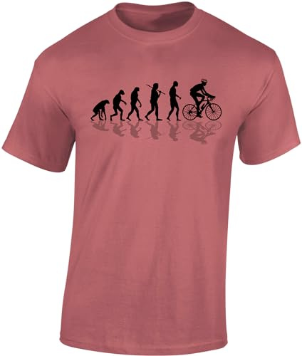 Baddery Cykel-t-shirt män: Bike Evolution – Racercykelskjorta, Antik rosa, XL