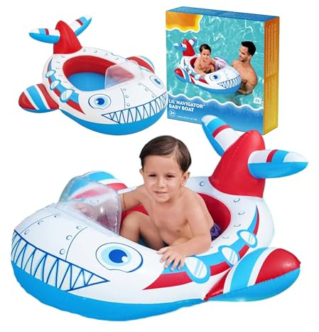 Pool Inflatables Swimming Floats for Children - Airplane Design Baby Navigator Boat Swimming Pool Outdoor Toys. Inflatable Boat Pool Float with Topline Card. Great for Birthday Gifts, Garden Games