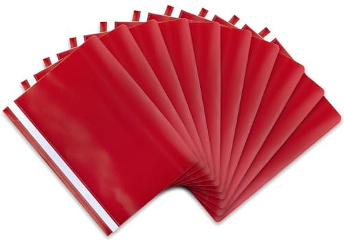 itenga 10er Pack Schnellhefter A4 Plastik stabil PP Kunststoff Sicht Hefter Mappe genarbt (rot)