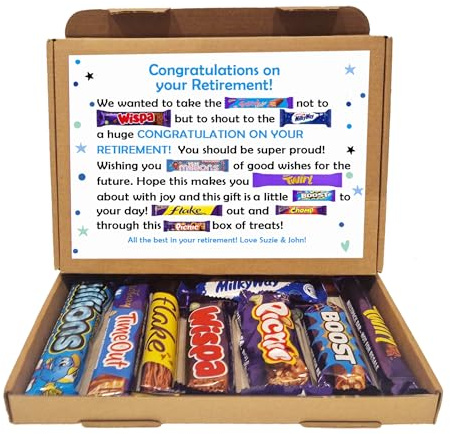 Personalised Retirement/Leaving Job Gift Box Good Luck Treat Box Letterbox Gift Hug in a Box Chocolate Poem Unique - Blue - We/Us
