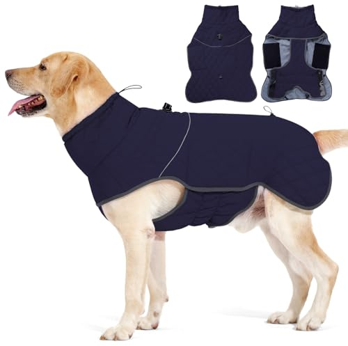 Dotoner Wasserdichter Hundemantel Reflektierende Hundejacke für kaltes Wetter mit weichem Fleecefutter Warmer Mantel mit Geschirr für kleine-große Hunde Indoor &Outdoor Camping Wandern