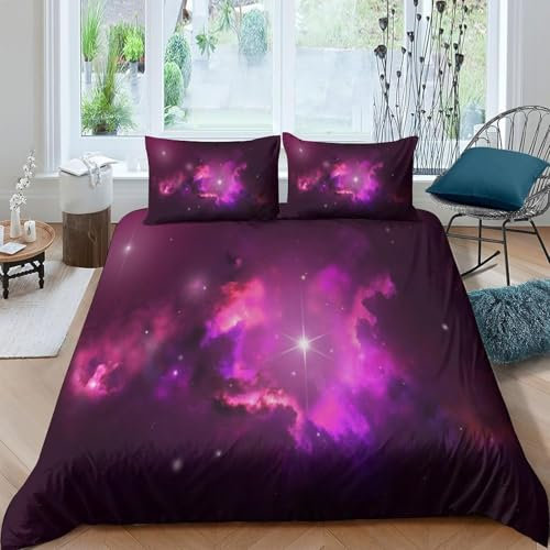 Sternenhimmellandschaft Im Weltraum Bettbezug Set 220X240 Cm Kinder Bettwäsche 3D Druck Bettwäsche Set 3 Teilig Komfortabel Weich Bettbezüge 2 Kissenbezug - Hypoallergene Tagesdecke - Für E -317268457