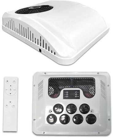Kindevieft Condizionatore d'Aria per Camper con Riscaldamento, unità AC Universale da Tetto, Condizionatore d'Aria per Camper, Riscaldamento, unità A/C per Camper, Silenzioso,12V