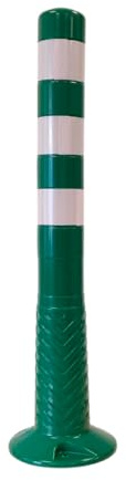 PARKING FACIL | Bolardo de Señalización con Bandas Reflectantes | Hito 75 cm | Pilona Color Verde | Incluye Tornillería | 1 Unidad