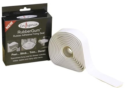 Insignia Rubbergum - Waterproof Shower Seal, Patented Design, Super Strong Adhesion, Ideal For Shower Cabins, Walk-In Doors, Toilets, Kitchen Sinks And More.