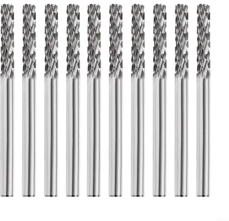 HEIBTENY 10 Pieces Carbide Rotary File Type C Carbide Rotary Cutter Set End Mill 3 mm Shank Tungsten Steel Cutter for Drills, DIY Woodworking, Carving, Metal Polishing