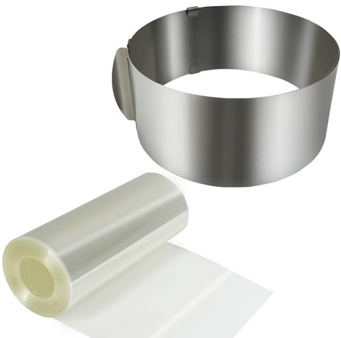 Urxirha Adjustable Cake Ring Set, Stainless Steel Pastry Ring Mousse Cake Mould with 5-Inch Cake Collar for Baking, Cake Decorating