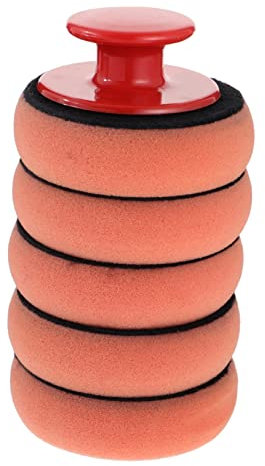 EXAOMBLE Auto Wachs Applikator Pads Satz Mit Griff 5 Polierschwamm Pads Aus Schaumstoff Gleichmäßige Wachsanwendung Elastischer Griff Für Fahrzeugpflege Und Politur