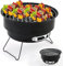 26cm Round Portable BBQ Bucket Grill with Folding Legs - Mini Barbecue for Outdoor Camping Garden Picnic