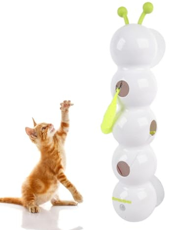 Hyunlai Wurm Katzenspielzeug, Interaktives Katzenspielzeug Mit Saugnapf Und Flauschiger Schwanz, Intelligente Sensorik, Automatisches Katzen Spielzeug Für Wand & Fenster