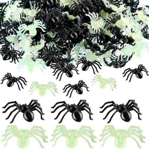 PacuM 200 Pezzi Ragni Halloween Realistico Ragni Finti Plastica Ragno Halloween Ragno Finto Decorazione Scherzi Divertenti Deco per Scherzo Soggiorno Camera Letto Casa Stregata Aula Scolastica